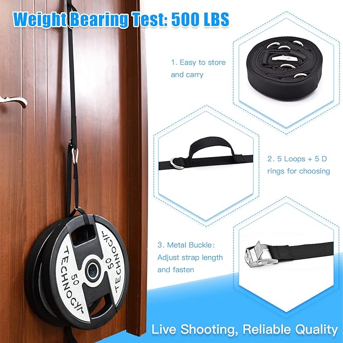 Brebebe Door Anchor Strap for Resistance Bands Exercises, Multi Point Anchor Gym Attachment for Home Fitness, Portable Door Band Resistance Workout Equipment, Easy to Install, Punch-Free, Nail-Free - Bloomnest