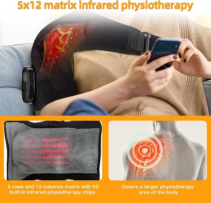 Cordless Heating Vibration Massage Shoulder Heating Pad Shoulder Massager for Pain Relief Deep Tissue Soothing Arthritis Blood Circulation Muscle Relax - Bloomnest