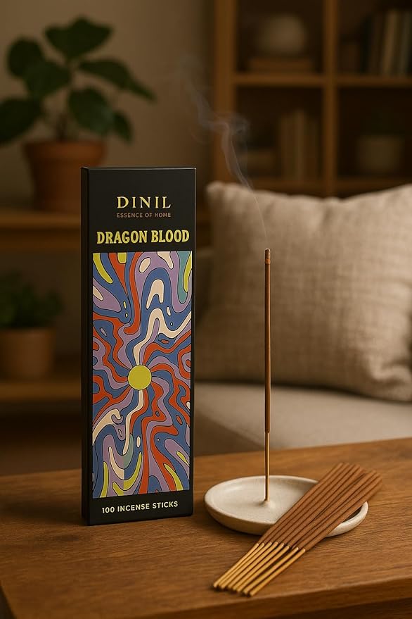Dinil Dragons Blood Incense Sticks – 100 Sticks | Hand-Rolled, Charcoal-Free | Clean Burn, Low Smoke | Aromatic Incense for Meditation, Yoga & Home Fragrance Dinil