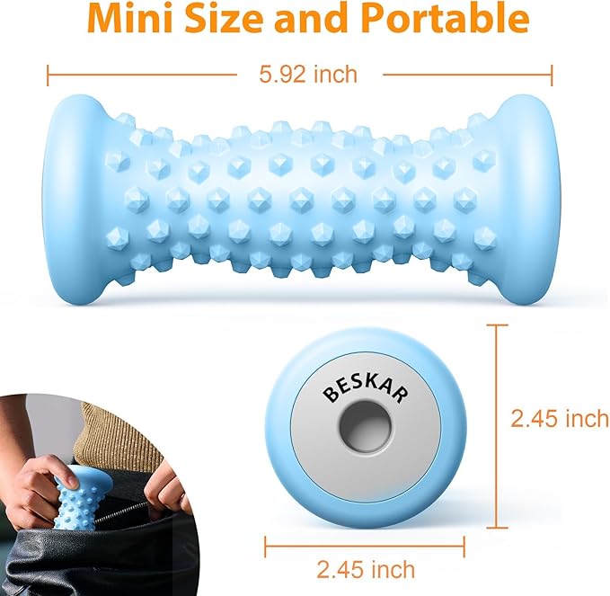 BESKAR Foot Massager Roller for Plantar Fasciitis Relief, Portable Feet Roller to Deep Tissue Muscle Massage, Foot Arch and Heel Pain, Reflexology Tool - Bloomnest