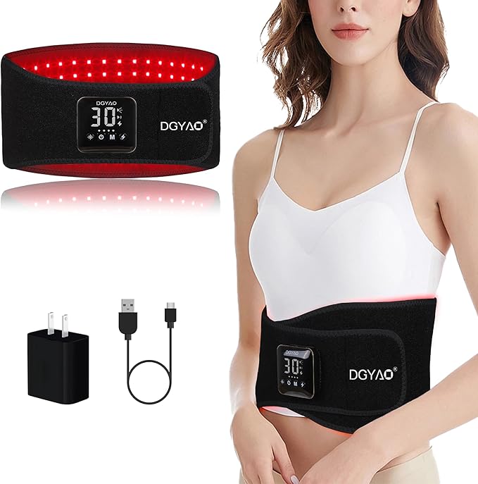 Cordless Rechargeable Red Light Therapy Belt, Wearable Infrared Light Therapy with Pulse Mode, Removable 4000 mAh Battery 5 Light Intensities to Relieve Back Body Pain - Bloomnest