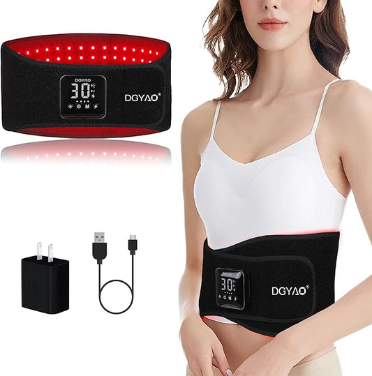 Cordless Rechargeable Red Light Therapy Belt, Wearable Infrared Light Therapy with Pulse Mode, Removable 4000 mAh Battery 5 Light Intensities to Relieve Back Body Pain - Bloomnest
