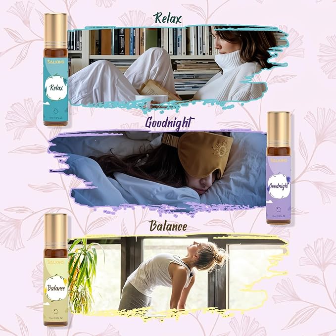 SALKING Essential Oils Roll On Set (6 Pack), Aromatherapy Oil Natural Pre-diluted Blend Oils for Skin Use, Natural Fragrance Gift for Women and Men - Bloomnest