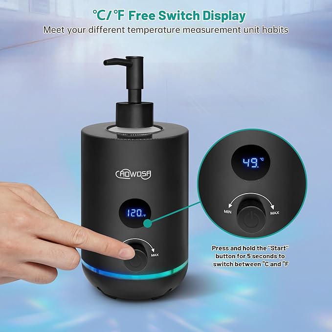 Massage Oil Warmer Bottle Professional Electric Lotion Digital Heater for SPA, Portable Oil Warmer Heated Cream for Beauty Salon Home, with Gradient Atmosphere Lamp, ℃/℉ Switchable Display - Bloomnest