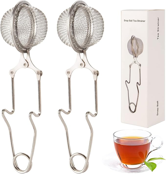Snap Ball Tea Strainer, Exptolii 2 Pack Stainless Steel Tea Infuser Filter with Handle for Loose Leaf Tea, Spices, Seasonings - Bloomnest