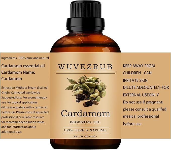 Cardamom Essential Oils 60ML, 100% Pure and Natural Essential Oil for Aromatherapy Diffuser - 2 Fl Oz/Cardamom