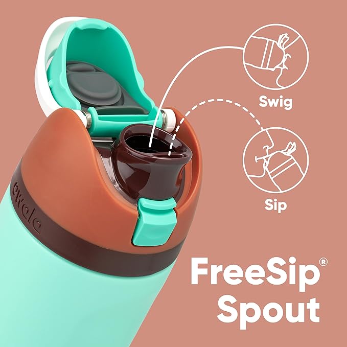 Owala Kids FreeSip Insulated Stainless Steel Water Bottle with Straw for Sports, Travel, and School BPA-Free Sports Water Bottle, 16 oz, Mint Chocolate Owala