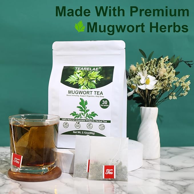 TEARELAE - Mugwort Tea - 2g x 30 Count - 100% Pure Natural Dried Herbs - Premium Mugwort Herb Dried - Non-GMO - Sulfur-free - Bloomnest