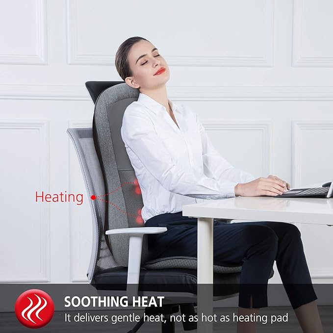 COMFIER Shiatsu Full Back Massager,Massage Chair Pad with Heat,2D/3D Massage Seat Cushion,Chair Massager with 10 Shiatsu Nodes, Rolling Kneading Chair Pads for Lower Back,Gift for Men,Women - Bloomnest