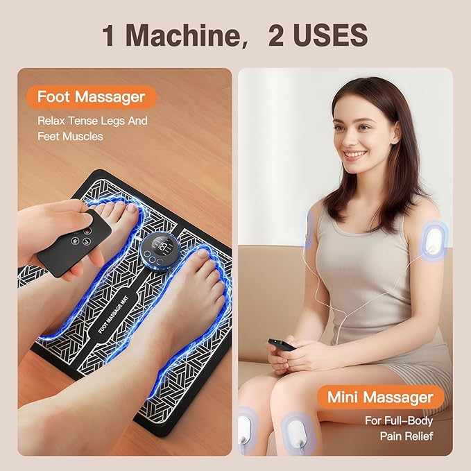 Transcutaneous Electronic Nerve Stimulator and Powered Muscle Stimulation for Pain Relief, EMS Foot Massager Bloomnest