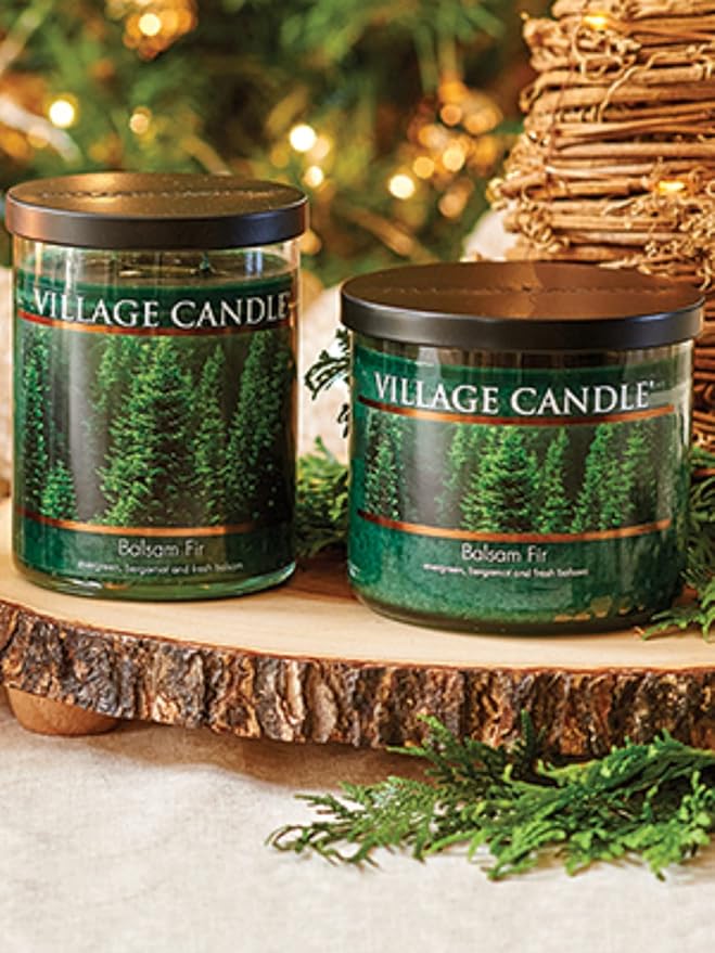 Village Candle Balsam Fir Large Tumbler Glass Jar, Scented Candle, Notes of Evergreen, Bergamot, and Fresh Balsam, 19 oz. - Bloomnest