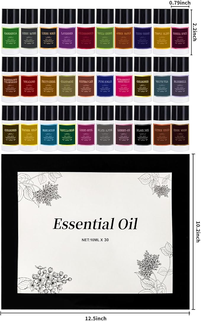 Car Air Freshener Refill Cologne Aromatherapy Oil 30 PCS, Essential Oils Mixed Fragrance Set for Car Diffusers (No Diffuser Included) - Bloomnest