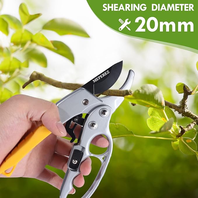 Ultra Sharp Germany Steel Pruning Shears - Cuts 3X Easier, Weak Hand Arthritis Snips, Rust-Resistant, Effortlessly 1-Inch Cut Capacity Garden Scissors, Ergonomic Handle (2 pack-yellow) - Bloomnest