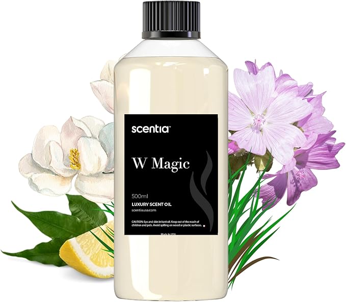 Scentia W Magic Hotel Diffuser Refill Oil Inspired by W Signature Hotel - 500 mL 16.9 fl oz - Fragrance Oil Blend Bergamot, Lemongrass & Jasmine for HVAC Diffuser - Bloomnest