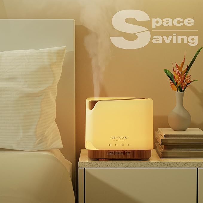 ASAKUKI 700 ml Premium Essential Oil Diffuser, 5 in 1 Ultrasonic Aromatherapy Fragrant Oil Vaporizer Humidifier, Timer and Auto-Off Safety Switch, 7 LED Light Colors - Bloomnest