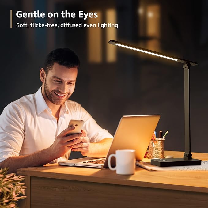 Lepro LED Desk Lamp for Home Office, 9.5W 750LM Metal Touch Control Desk Light, 5 Color Modes 5 Brightness Level, Eye Caring Task Lamp For Reading, Sewing, Crafts, School Supplies, Puzzle Light, Black - Bloomnest