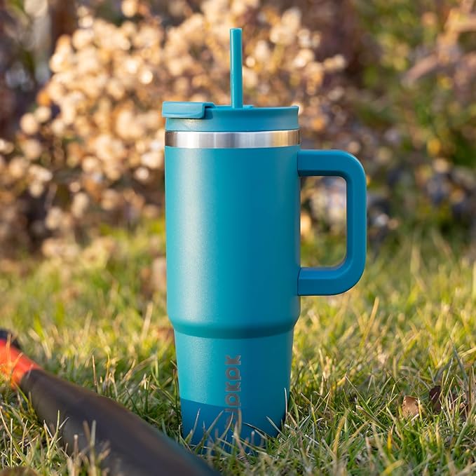 BJPKPK Tumbler With Handle 40 oz Stainless Steel Insulated Tumbler With Lid And Straw For Water Or Ice Coffee,Macaron Green