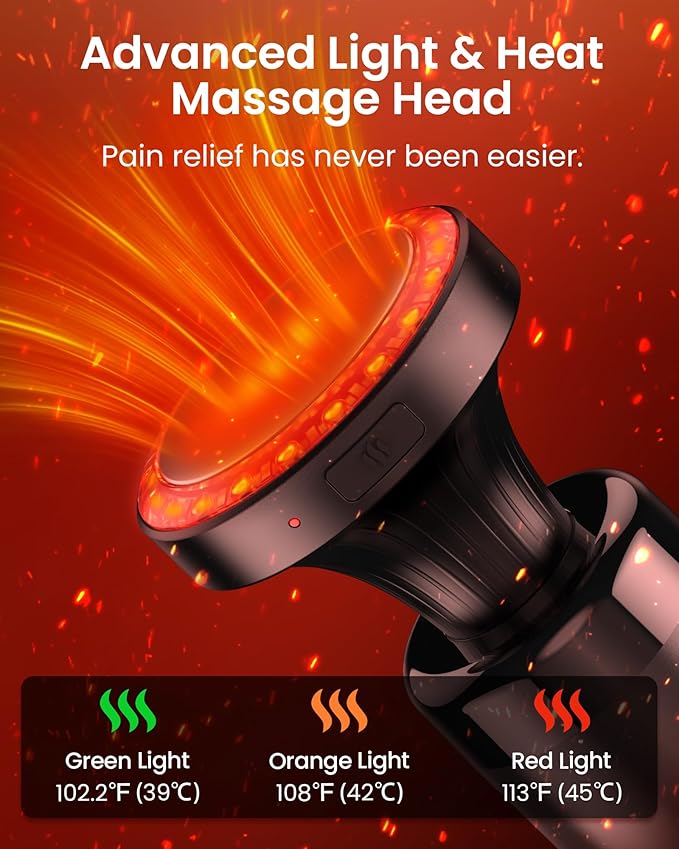 NAPRE Massage Gun with Heat,Massage Gun Deep Tissue with Extension Handle & 3 Adjustable Angles,Handheld Percussion Back Massager for Muscle/Neck/Body Pain Relief with Portable Case,Blue - Bloomnest