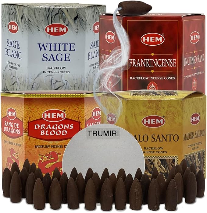 Variety Pack Backflow Incense Cones for Smoke Fountain Haze Falls Waterfall Aromatic and Mat Bundle #4 TRUMIRI