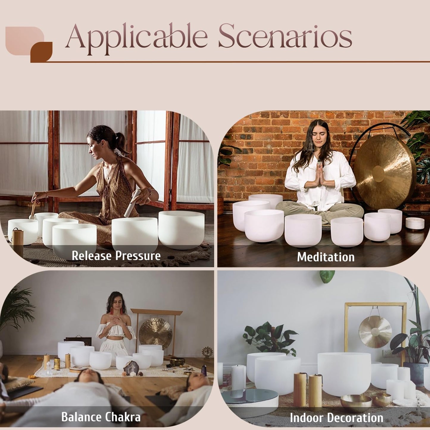 CVNC 432HZ 7-12 Inch Set Of 7 Pcs Frosted Quartz Crystal Singing Bowls With 2 Pcs Carrying Case bag Sound Healing