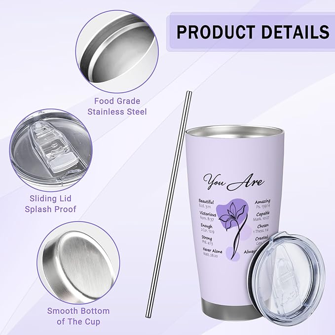 OHORTEB Christian Gifts of Faith and Encouragement for Women - 20oz Inspirational Tumbler with Bible Verse, Stainless Steel Religious Gift for Mom, Sister, Friend on Mother's Day, Birthday - Bloomnest