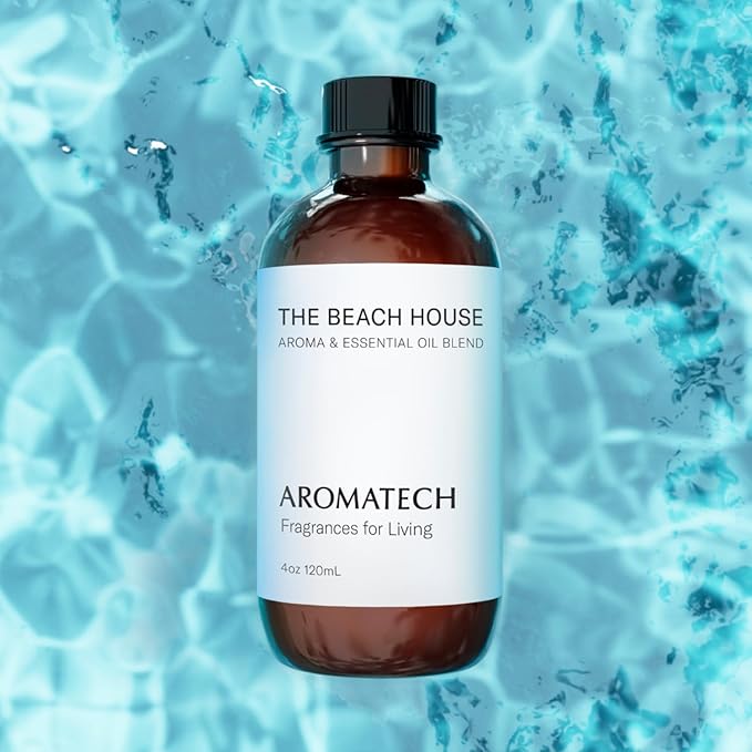 AromaTech The Beach House Aroma Essential Oil Blend: Luxury Hotel Inspired Aromatherapy with Bergamot, Coconut Milk & Sandalwood for Ultrasonic Diffusers & Nebulizers - 4 fl oz, 120 mL - Bloomnest
