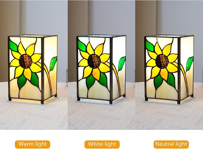 Tiffany Lamp Stained Glass lamp Small Bedside Table Lamps for Living Room Home Decor,Girls Women Birthday Christmas Thanksgiving Day Gift,Sunflower - Bloomnest