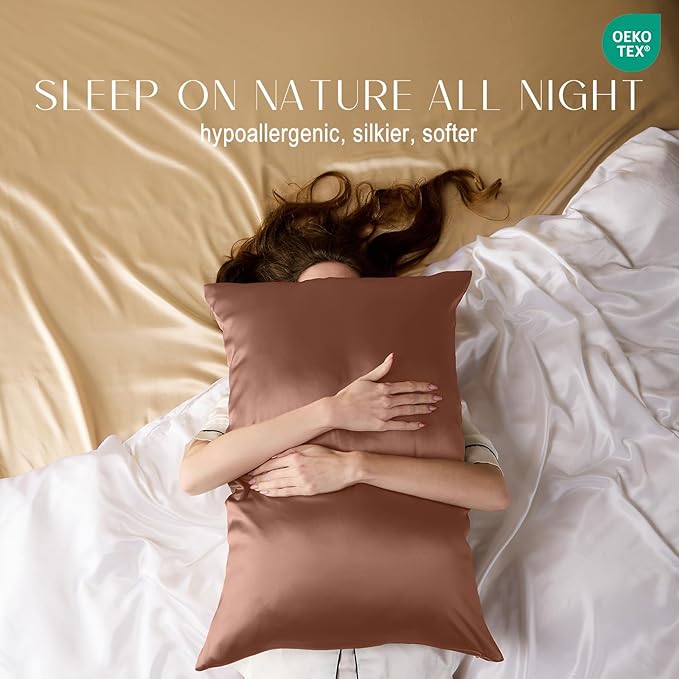 ZIMASILK 100% Pure Mulberry Silk Pillowcase for Hair and Skin Health,Soft and Smooth,Both Sides Premium Grade 6A Silk,600 Thread Count,with Hidden Zipper,1pc (Queen 20''x30'',Mocha) - Bloomnest