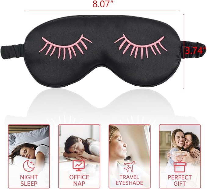 4 Pack Eye Mask for Sleeping Silky Funny Soft Satin Sleep Shade Cover Blindfold with Elastic Strap Travel Nap Blackout for Women Men - Bloomnest