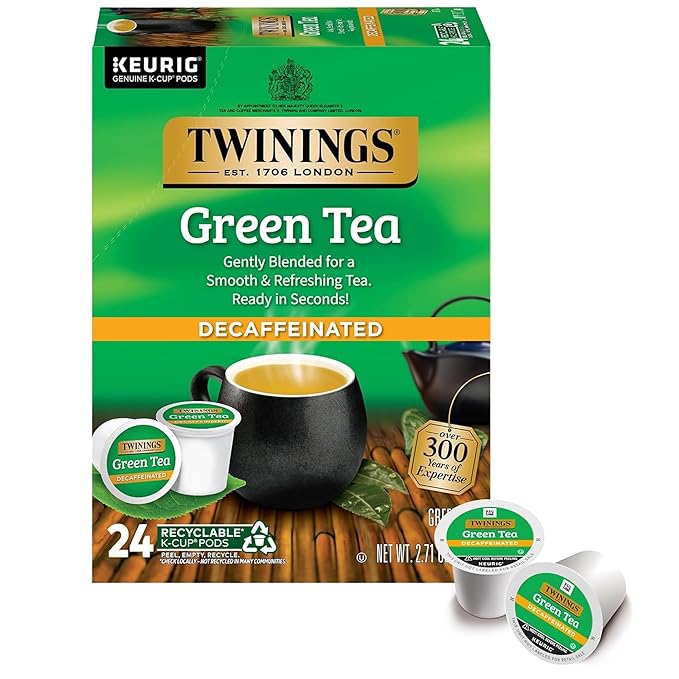 Twinings Decaffeinated Green Tea K-Cup Pods for Keurig, 24 Count (Pack of 1), Smooth Flavour, Enticing Aroma, Enjoy Hot or Iced - Bloomnest