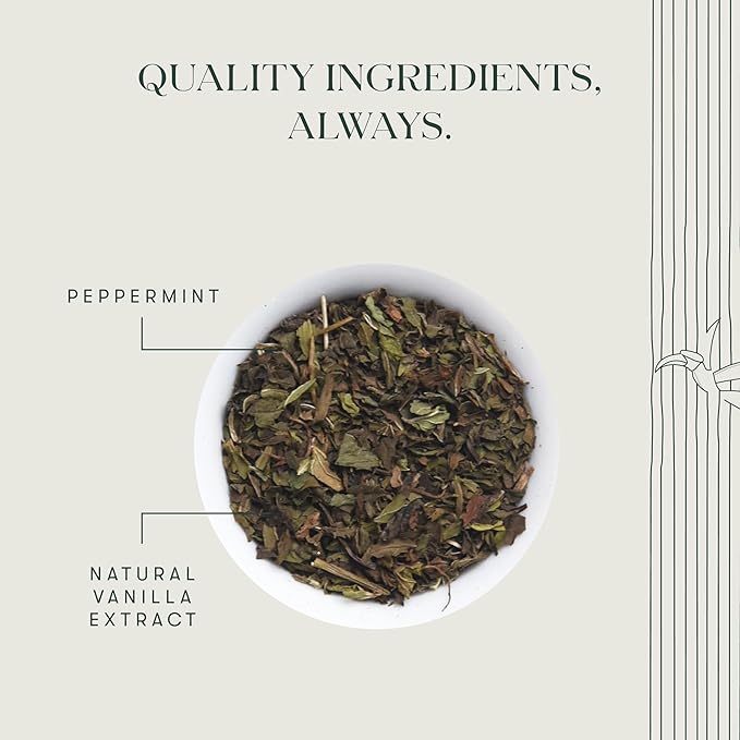 Luxmi Estates - Organic Peppermint Tea with Natural Vanilla Extract - Loose Leaf - 25g (12 Cups) Tea Bags, Limited Fall Tea With the Natural Sweetness of Vanilla, Perppermint Aids Digestion - Bloomnest