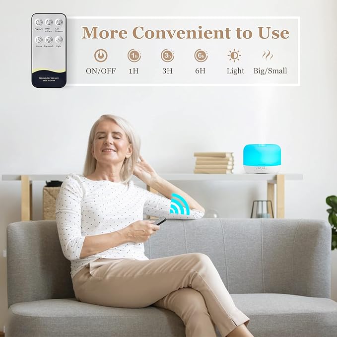 Aromatherapy Essential Oil Diffuser for Room: Air Humidifier Aroma Scent Cool Mist Colorful Lights Cute Small Large Waterless Auto Off Ultrasonic Diffusers for Home Bedroom White (300ml) - Bloomnest