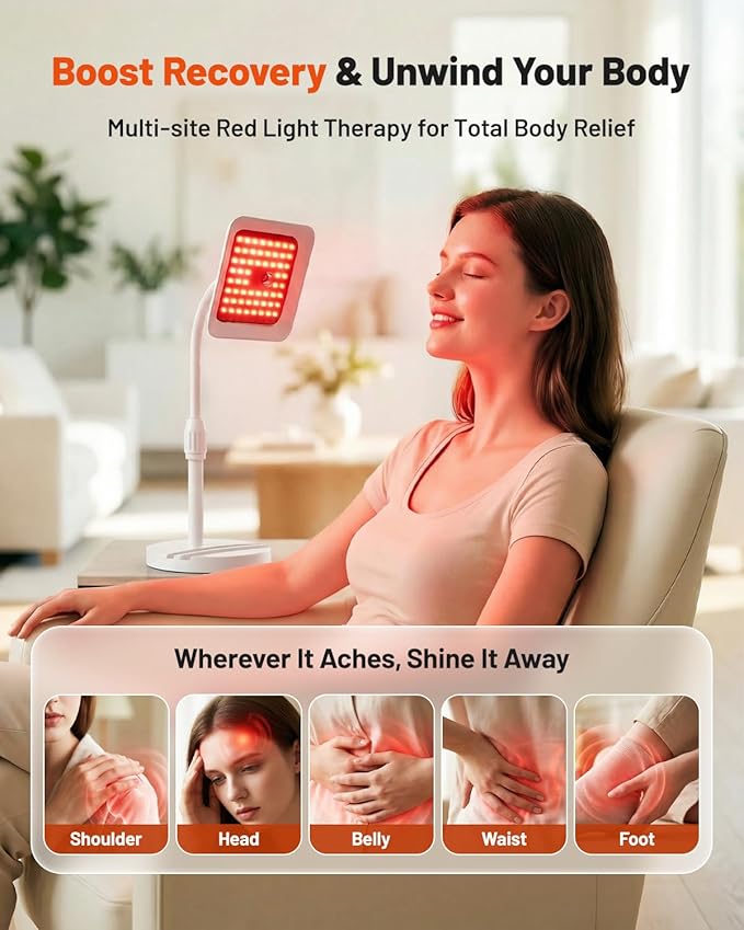 Red Light Therapy for Face and Body, 3 Wavelength 660nm 730nm 850nm Infrared Light Therapy Desk Lamp with 360°Adjustable Head & Phone Stand for Home Office Travel Portable Use, Ideal Gift for Women