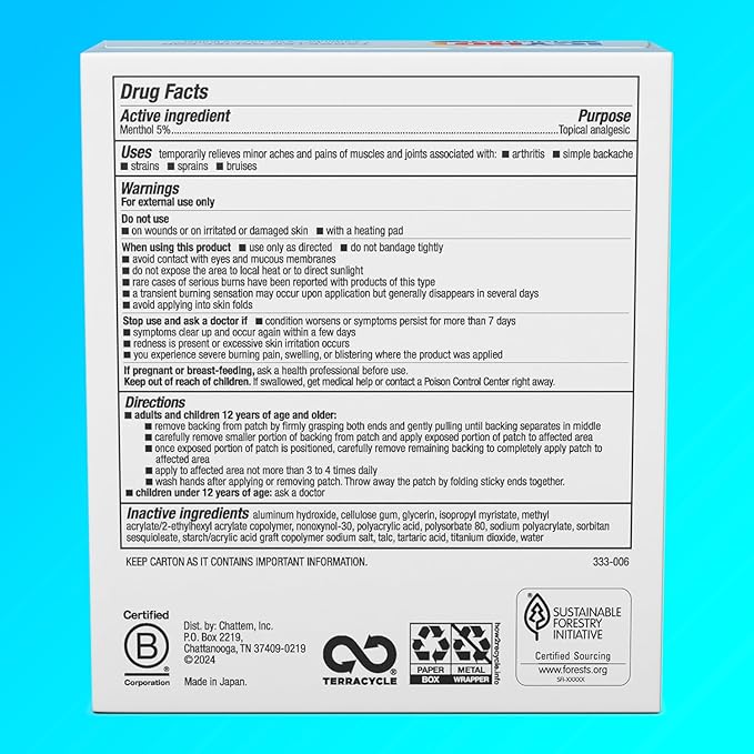 Icy Hot Original Pain Relief Patch Variety Pack with 5% Cooling Menthol for Fast-Acting Muscle and Joint Pain Relief, 5 Medium and 5 Large Comfortable Fabric Patches, 10 Ct. - Bloomnest