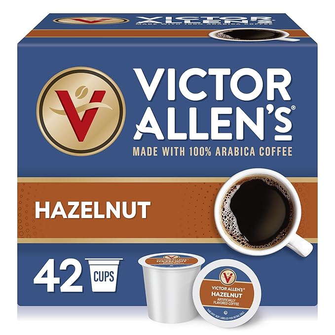 Victor Allen's Coffee Hazelnut Flavored, Medium Roast, 42 Count, Single Serve Coffee Pods for Keurig K-Cup Brewers - Bloomnest