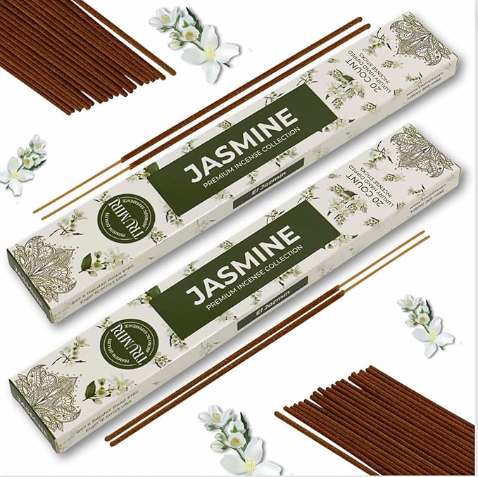 Jasmine Incense Sticks - Total 120 Insence-Sticks - 6 Packs of 20 Insense - Inciensos - Inscents - Natural Non Toxic Ingredients - Incents - Incence - Inscense - Insents TRUMIRI