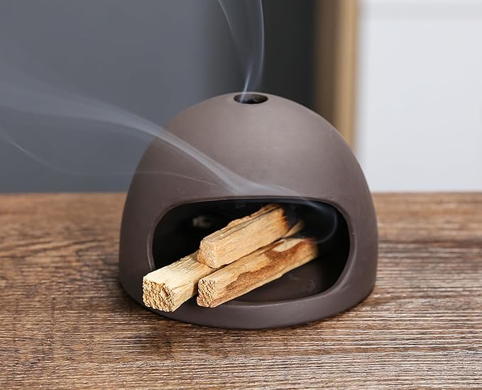 Palo Santo Stick Holder, Sage and Palo Santo Stick Burner, Handmade Ceramic Incense Burner with Chiminea Clay Incense Plate,ash Collector, Meditation, Yoga,Energy Purification Parent Bloomnest