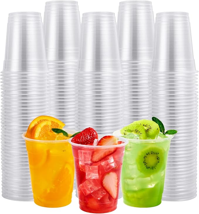 FOCUSLINE 300pack 12 oz Clear Plastic Cups Disposable, Plastic Clear Cups Disposable, DrinkIng Cup for Water, Juice, Soda, Ice Coffee - Bloomnest