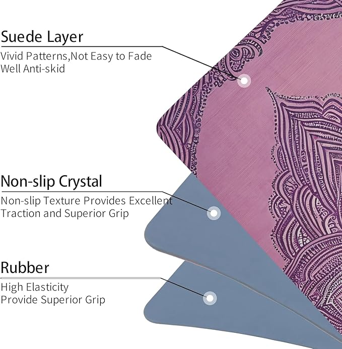 Yoga Mat Non-Slip Extra Thick 72"x32/24" Extra Wide Fitness Exercise Mat TPE Material High Elastic Hot Yoga Mat for Women Yoga Pilates Home Floor Workout (Cow Coffee)