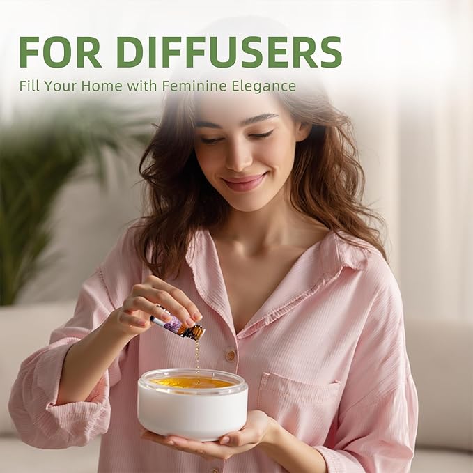 Essential Oils Set for Women | 8x10ml Lady Floral Essential Oils for Diffusers, Home Fragrance, Perfume Making & Massage | Rose, Jasmine, Gardenia, Lily, Lilac, Freesia, Ylang Ylang, Tuberose - Bloomnest