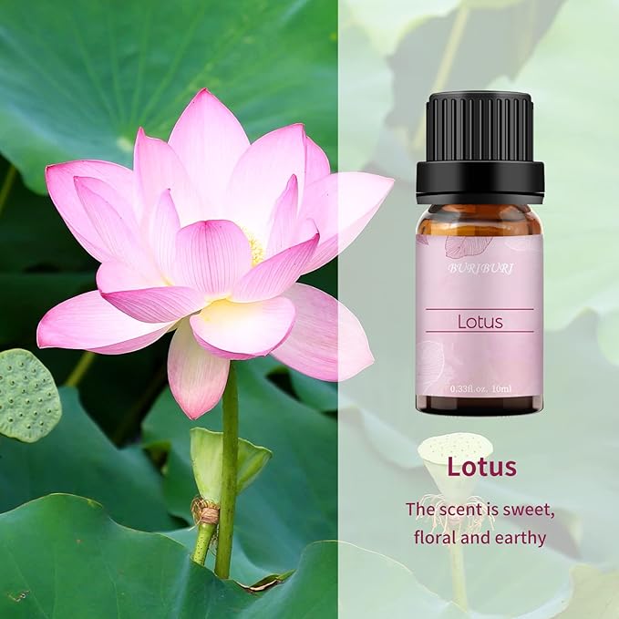 BURIBURI Lotus Essential Oil and Peony Essential Oils Gifts Set 2Pack, 100% Pure Natrual Flower Diffuser Oil for Massage, Soap Making, Skin Care, Soap/Candles Making BURIBURI