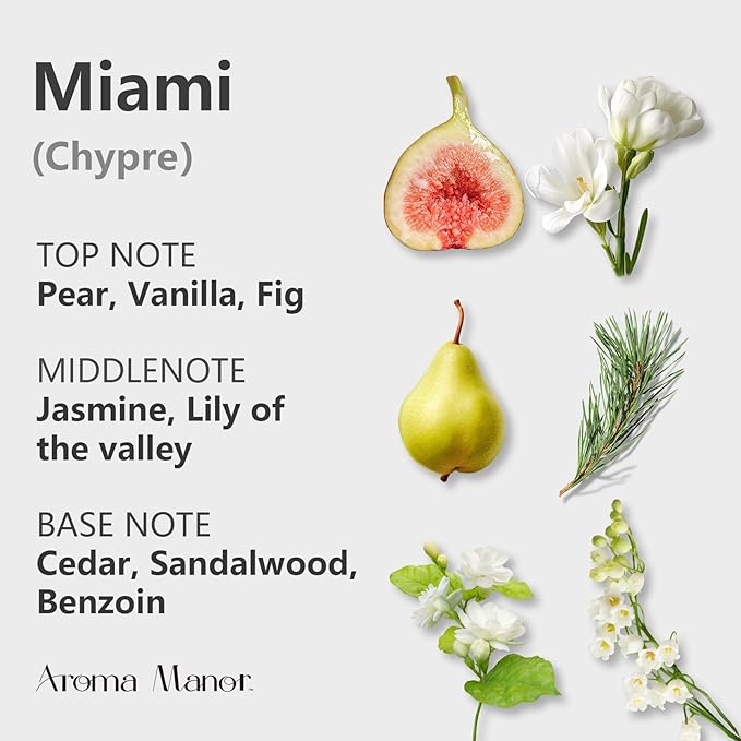 Diffuser Oils Scents - Miami Essential Oil Blend - Luxury Hotel Inspired Home Aromatherapy Diffuser Oil - Pear, Lily of The Valley - for Diffuser, Humidifier, Ultrasonic, Reed - 150ML - Bloomnest