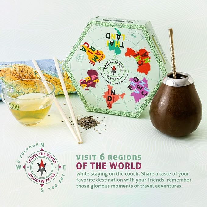 ACORUS Travel Tea Set | Round-The-World Trip of Your Dreams with Selection of Teas You Have Never Tasted Before | Assorted Tea Gift Set | Herbal and Fruit Variety Pack | 60 Tea Bags - Bloomnest