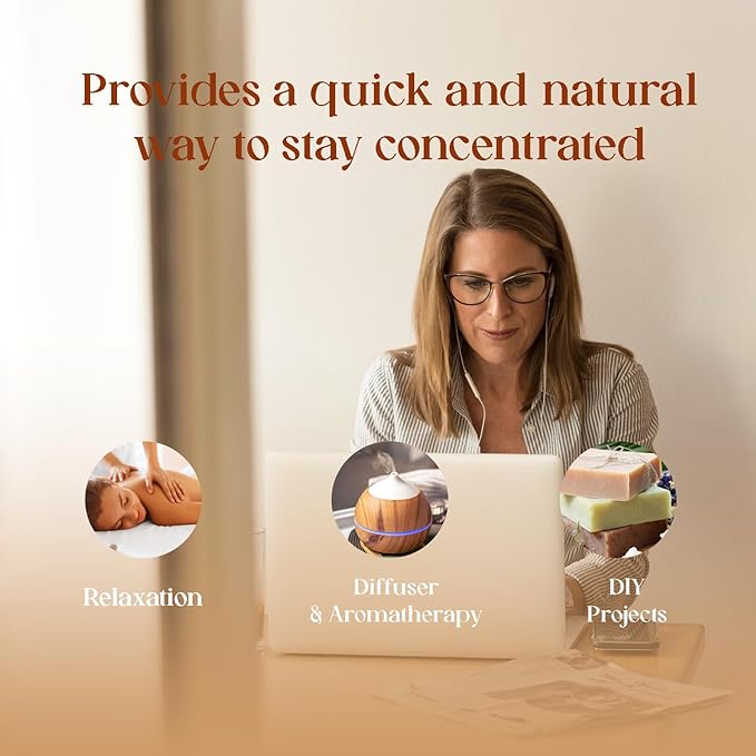 White Naturals Focus On Essential Oil Blend – Refreshing Aromatherapy Oil for Clarity & Attention, 100% Pure & Natural Essential Oils for Productivity, 1oz - Bloomnest