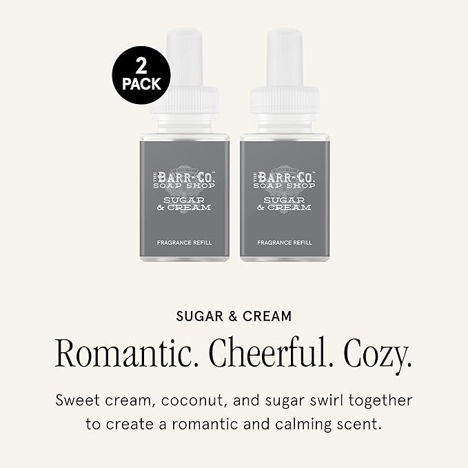 Pura & Barr-Co. Home Scent Refill - Smart Home Air Diffuser Fragrance - Up to 120-Hours of Premium Fragrance per Refill - Household Essential - Clean & Safe Diffuser - 2 Pack, Sugar & Cream