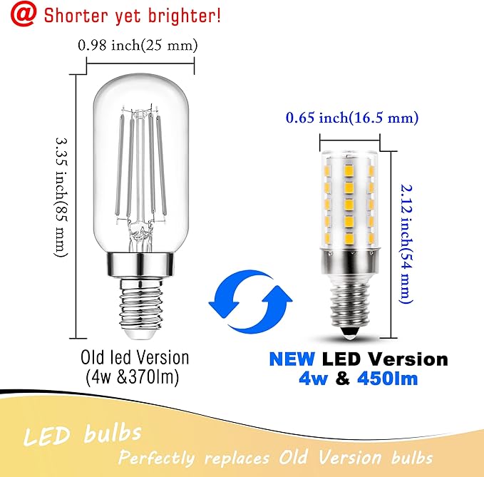 E12 T6 C7 40 Watt Equivalent LED Bulbs 4000K Natural White 450lm 4W 120Volt E12 Small Base LED Candelabra Bulb for Ceiling Fan Pendant Chandelier Lighting Wall Sconces, Non-Dimmable, 4 Pack - Bloomnest
