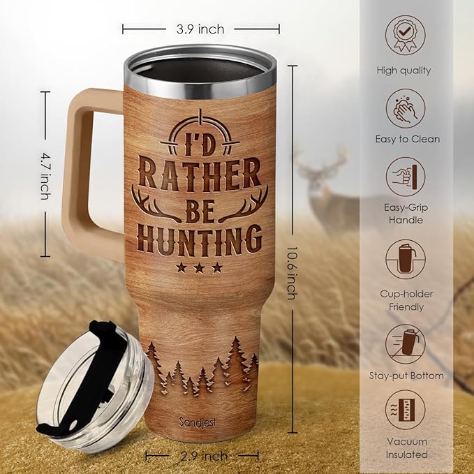 SANDJEST Hunting Tumbler Gift for Men, 40oz Stainless Steel Insulated Coffee Tumbler With Lid & Straw, Travel Cup Gift for Dad Husband, Christmas Birthday Father's Day - Bloomnest