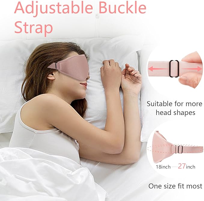 Sleep Mask 3D Eye Mask for Sleeping 100% Light Blocking Eye Covers with Adjustable Strap Night Blindfold for Women Memory Foam Pink - Bloomnest