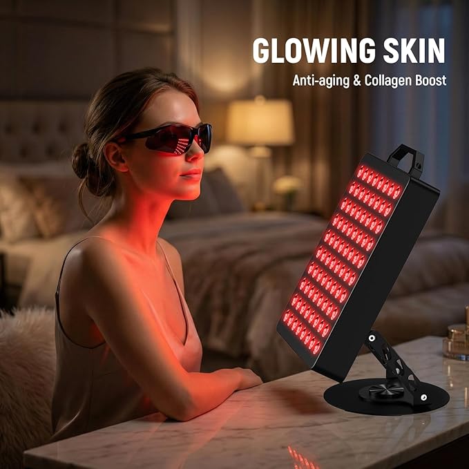 Red Light Therapy for Face and Body, 80 Dual Chip LEDs Lamp,High Power Red Near Infrared Light Therapy Panel, Remote-Controlled with 5 Speed (Wavelengths 660nm and 850nm) Bloomnest