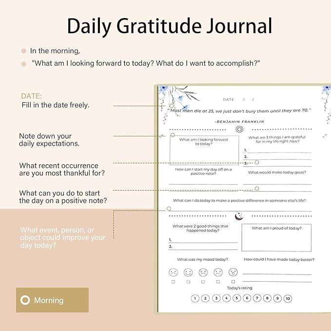 Gratitude Journal for Women & Men – Daily Mindfulness Journal with Positivity Tracker, Happiness Exercises, and Guided Reflective Writing – Self-Care Journal for Personal Growth (Beige) CreinLynh